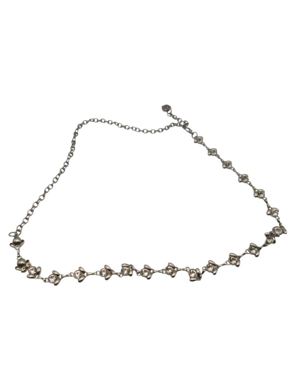 Silver Tone Rhinestone Belt Ladybug Adjustable Chain Garden Party Naturecore 43"
